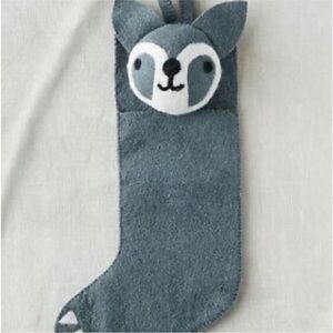 Anthropologie Raccoon Wool Felt Holiday Stocking